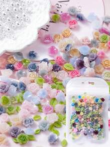 100Pieces 3D Flowers Rose Nail Art Charms Glow In The Dark Resin Camellia Nail Art Stud Jewelry For Women DIY Crafts Manicures Tips Nail Decorations Nails