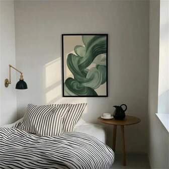 1pc Sage Green Mid-Century Modern Abstract Art Print - Wall Art Poster Fashion Paintings For Living Room Bedroom Home Office Dormitory Decor Wall Background Design Picture Optional Frame ,Wall Art With Frame
