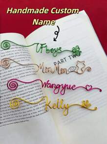 1 Stück handgefertigte individuelle Lesezeichen, mit Ihrem Namen personalisierbar, einzigartiges Design personalisierte Namenslesezeichen, 15 Farben stilvolle handgefertigte Herz Rose Blume Katze, individualisierter Buchstütze mit Namen, Schulmaterial, Rückkehr zur Schule