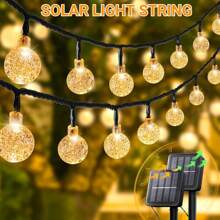 2pcs/1pc Solar Outdoor String Lights, 20LED/100LED Solar Crystal Fairy String Lights, 8 Lighting Modes, Multi-Group, Semi-Embedded Installation, Button Control - Ideal For Weddings, Parties, Patios, Gardens, Christmas And Halloween Celebrations