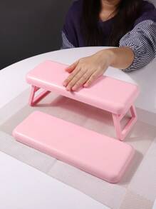 1pc Foldable Nail Pillow With Heightening Design, Built-In Nail Lamp, Plastic Armrest Pad For Nail Salon, Simple Style Hand Desk Pad, Light Luxury Nail Accessory Support Bracket, Portable And Foldable