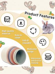 8-Piece Stacking Cups Toy For Rabbits And Hamsters, Mixed Color Plastic Nesting Cups, Cognitive And Sensory Stacking Cups Set, Rabbit Snack Cup, Hamster Toy, Intelligence Toy, Rabbit Snack Cup, Playing Intelligence Toy