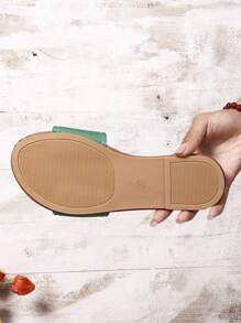 Women's Round Toe Casual Flat Slide Sandals, Summer Outdoor Open Toe Slippers