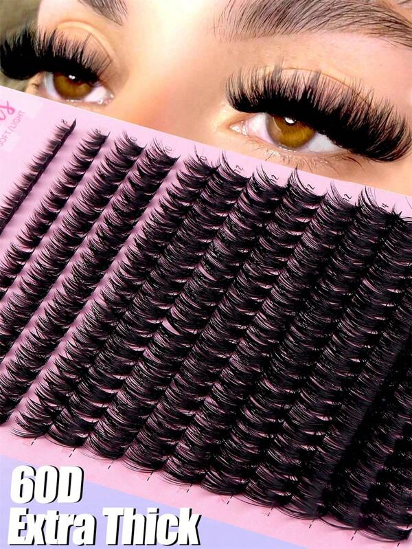 14 Row 280 Clusters D Curl False Eyelashes, 0.05mm Thick DD Curl, Russian Volume Mixed Length (8-16mm) Individual Cluster Eyelash Extension - Natural, Anime, Super Fluffy Makeup Style - Beginner Friendly And Reusable Lashes