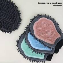 1 Stück Haustier Badetuch, Haustier absorbierende Handschuh, Hund Haarentfernung Handschuh, Katze Massage Handschuh, Haustier Badetuch, Hund absorbierende Handschuh, Haustier Reinigungshandschuh, Katze Bademassage Bürste, doppelseitiger Multi-Funktions Haustier Massage Handschuh