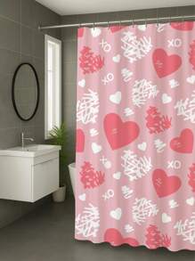 1/4pcs Luxurious Love-Themed Bathroom Set - Slip-Resistant Shower Curtain With A Football Pattern And U-Shaped Seat Cushion, Plus A Pair Of Slip-Resistant Foot Mats That Can Be Given As Gifts (Machine Washable) Room Decor Bathroom Accessories Back To School