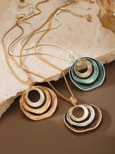 Cring Coco Adjustable Women's Bohemian Pendant Necklace - Asymmetrical Hollow Leopard Print Detail Design, Green And Gold Enamel Color Options, Zinc Alloy Jewelry For Daily Wear And Parties, Gift, Party Accessory, Enamel Coating