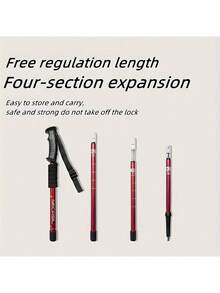 超轻可调节登山杖，符合人体工程学的 T 形手柄和减震系统 - 耐用铝合金材质，握感舒适，适合徒步旅行 - 彩色 - 查看 5