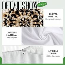4pcs Mandala Print Decorative Cushion Cover Set, Single-Sided Printed Pillow Protector 45*45cm, Peach Velvet