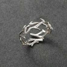 1 pièce Bague de couronne d'épines de Jésus pour hommes, en acier inoxydable gothique, bague pour le petit doigt vintage, bague réglable cool pour hommes, ensemble de bagues gothiques punks ouvertes