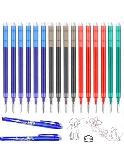 16 Pilot Frixion-refiller (6 blå, 4 svarta, 4 röda, 2 gröna), Pilot Frixion-refiller, 0,7 mm spets, raderbara gelrefiller, kompatibla med FriXion Ball och FriXion Ball Clicker. (Obs: Bilden har retuscherats och kan ha en färgskillnad jämfört med den faktiska produkten). Tillbaka till skolan