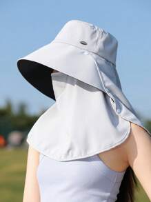1 pièce Casquette de couleur unie pour femme, nouveau chapeau d'été avec protection pour le cou, protection solaire extérieure pour le visage et le cou, convient pour le port quotidien
