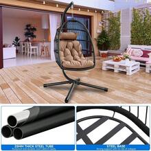 Indoor Outdoor Porch Wicker Swing Seat Hanging Egg Chair With Stand & Cushion - 1 - View 5