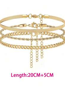 3 قطع/مجموعة من سلاسل الكاحل المضفرة والسلاسل بشكل الثعبان، مناسبة كهدايا للأصدقاء