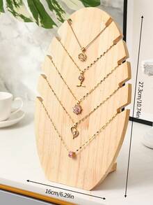 1pc Wooden Jewelry Display Stand Holder For Necklaces, Bracelets, Pendants, Jewelry Storage Organizer, Display Prop Summer Necessity For Women Storage Organizer Gift Travel Back To School - Yellow - View 3
