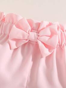 Shorts casuales rosas con lazo, para niñas pequeñas y bebés, nuevo modelo de verano - Rosa - Ver 3