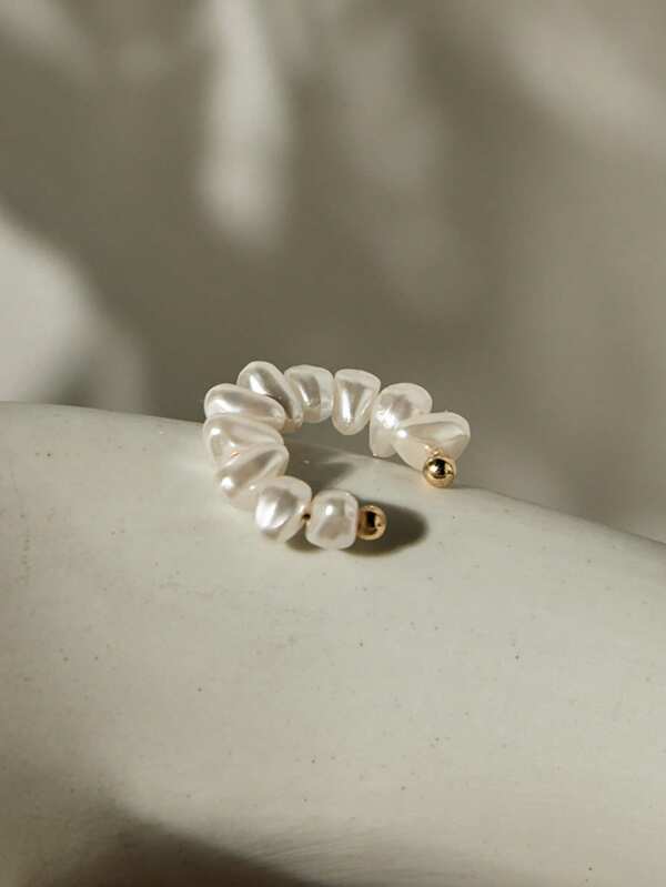 1 pieza Pendiente de oreja tipo clip estilo barroco con perla única y elegante, regalo de joyería perfecto para mujeres sin orejas perforadas para fiestas y banquetes