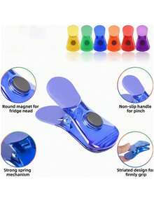 12pcs Food Potato Chip Snack Bag Sealing Clip, Color Refrigerator Magnet Clip, Magnetic Refrigerator Sticker Food Sealing And Preservation Clip, Creative Food Preservation Moisture-Proof Snack Sealing Clip For Home Kitchen, Air Sealing Clip For Home Kitchen Storage, Mini Home Kit - Multicolor - View 8