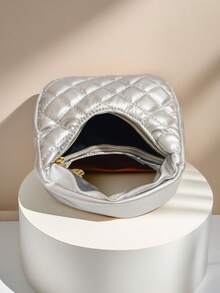 儿童时尚刺绣新月形手提包，女孩休闲格纹零钱包，口红盒，柔软时尚小袋，理想的节日礼物