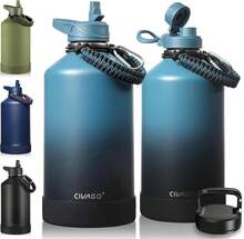 CIVAGO Gallon Insulated Water Bottle Jug With Straw, 128 Oz Large Stainless Steel Water Flask, Big Metal Thermal Mug With 3 Lids For Sports, Travel, Gym, And Camping, Indigo Black - .Chàm đen - Xem 1
