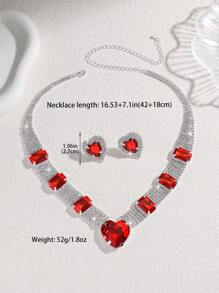 3 Pieces/Set Rhinestone Blue Necklace Earrings Fashion Jewelry Set - Suitable For Women's Daily Wear, Weddings, Parties, Etc.