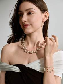 4pcs/Set Faux Pearl Decor Jewelry Set Winter Gifts - Multicolor - View 2