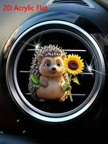 1pc 2D Cute Hedgehog & Sunflower/Cute Monkey Car Air Vent Clip, Fragrant Air Freshener, Beautiful Interior Decoration, Fashionable Car Accessory