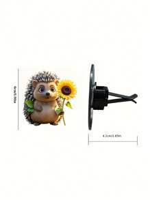 1pc 2D Cute Hedgehog & Sunflower/Cute Monkey Car Air Vent Clip, Fragrant Air Freshener, Beautiful Interior Decoration, Fashionable Car Accessory
