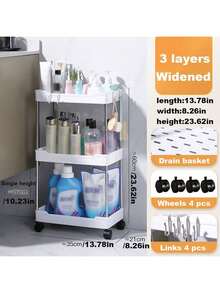1 Kệ lưu trữ xe đẩy tiện ích 3/4 tầng, Kệ lưu trữ giãn cách di động, Kệ lưu trữ mỏng cho nhà bếp, phòng tắm, Kệ tổ chức trượt cho phòng khách - Nhiều màu - Xem 15