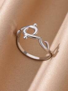 1入極簡阿拉伯愛情名句開口戒指，女士男士18K金鍍不鏽鋼指環，穆斯林禮物訂婚結婚戒指時尚珠寶飾品配件 - 阿拉伯語愛 - 查看 2