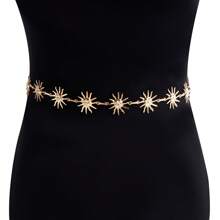 1 pièce Chaîne de taille en métal or et argent avec motif tournesol pour femmes, accessoire de mode sexy et ajustable, convient pour être porté avec des robes et des pantalons au quotidien en automne, pour Halloween