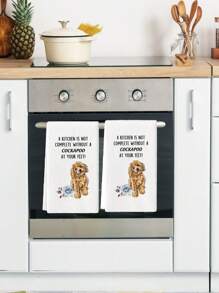 2 Pcs A Kitchen Is Not Complete Without A Cocker Spaniel Kitchen Towel Kitchen Towels Cocker Spaniel Dish Towels Cooking Hand Tea Towels
