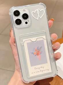 1pc Cushioned Anti-Fall Heart Pattern Mobile Phone Case, Compatible With Apple 16/16E/15/15Pro/15Promax/14/14Promax/13/11/XR Protective Soft Cover