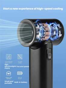 1 pièce Ventilateur portable à main petit (3000 mAh), ventilateur personnel rechargeable, 5 vitesses réglables avec un super souffle, votre bon compagnon d'été, convient pour la maison, le bureau, les voyages et plus encore