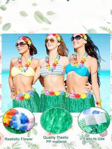 5pcs-Hawaiian Grass Skirt Lei,Hawaiian Hula Skirt Tropical With Hawaiian Wreath ,Hula Skirt Kit For Hawaii Luau Party - Dancing Hula With Flower, Hawaiian Lei For Tropical Parties, Hawaiian Party Gift Ideas Gift Party Decoration Hula Skirt Hula Dance Show With Wreath Hula Skirt,Party Decorations, Hawaiian Party Supplies Tropical Beach Party, Creative Gifts & Home Decor. - Green - View 7