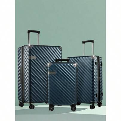 1pcs/3pcs Luggage With Spinner Wheels, Polycarbonate Expandable Hard Shell Suitcase,Navy