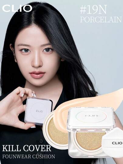 Clio K-Beauty KILL COVER FOUNWEAR 气垫粉底液原装，15g*2 [含替换装]，SPF50+ PA++++，适合干性和油性混合性皮肤，全面遮瑕，持久耐用，半哑光自然妆效，贴合肌肤，无粉感，持久、轻盈、可叠加遮瑕，韩妆
