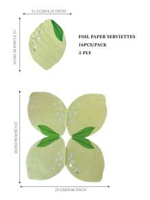 16 Stücke/Set, 3-lagige frisch zitronenförmige Goldfolie Servietten, Sommer Party Einmal-Papierhandtücher, Restaurant Café Geburtstags Festival Versammlung Tisch Dekoration, Party Zubehör, Gelb/Grün