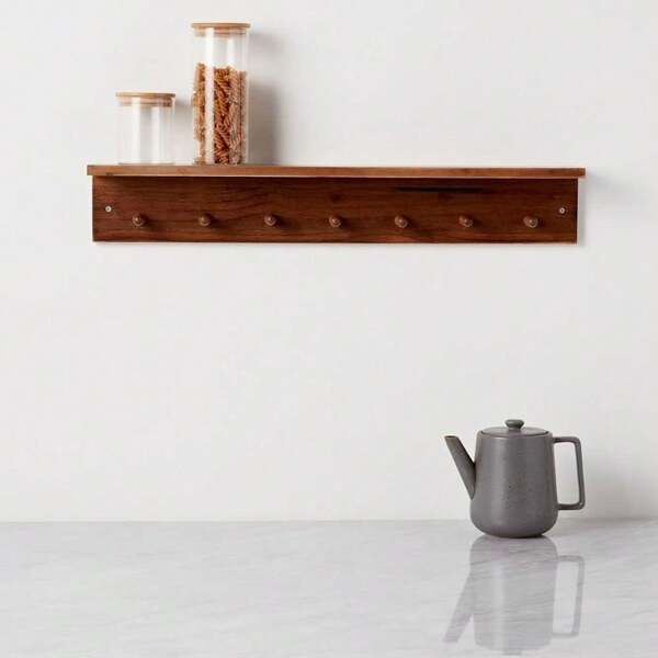 2025's Best New Products:Haus Projekt Wall Shelf  7 Hooks, Oak Stained Pine, Wall Coat Rack, Floating Shelf Wood for Hallway,  & Bathroom, Shelf for Coats, Towels, Keys, Multipurpose, 72 x 11.5 x 11.5Oak 7 HakenOak