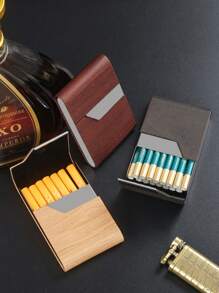 New Thin, Medium Thick Tube Flip Wood Grain Magnetic Smoking Box, Portable Smoking Box, Pressure Resistant And Moisture-Proof Men's Smoking Accessories
