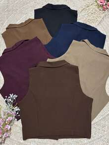 2 Piece Set: Vest, Suit And Pleated Skirt - Màu xanh hải quân - Xem 4