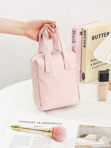 1 peça bolsa de higiene pessoal à prova d'água com vários compartimentos, bolsa para armazenamento de cosméticos, bolsa de higiene feminina casual com zíper, bolsa de maquiagem de grande capacidade, bolsa de cosméticos portátil para viagem com alça, bolsa organizadora moderna para cosméticos e cuidados com a pele, pincéis de maquiagem, esmaltes, presentes para amigos, irmãs, familiares e professores para o novo semestre, Dia dos Namorados, aniversário