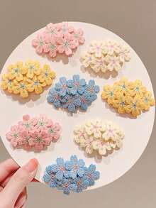 5个装少女刺绣花朵发夹 女孩侧刘海夹 温柔甜美BB夹 日式精致发卡 - 彩色 - 查看 12