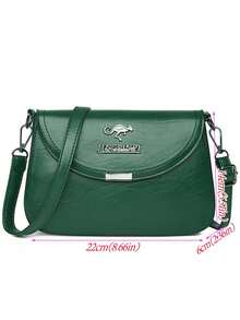 Women Solid Color PU Adjustable Shoulder Strap Shoulder/Crossbody Bag - Green - View 2