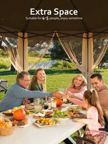 Outdoor Furniture For Daily Life 13'x13' Hexagonal Pop-Up Gazebo, Outdoor Gazebo With Mosquito Netting, Instant Setup Canopy Tent With Strong Steel Frame And Sandbags, For Backyard, Gardens, Patio - Khaki - View 6