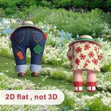 2 pezzi di Cartelli rustici da giardino in stile fattoria - Decorazioni da esterno in PVC durevole, design floreale e in denim vibrante e colorato, installazione con picchetto a terra, senza bisogno di elettricità - Regalo della Festa della mamma per la nonna e gli amanti del giardinaggio, arte di stagione per il cortile | Stile fattoria | Materiale PVC durevole, decorazioni da esterno, piatto 2D