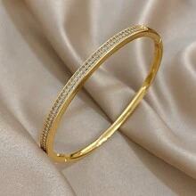 1 chiếc Vòng tay mỏng Zirconia tối giản dành cho phụ nữ Vòng tay vàng thanh lịch cho quà tặng trang sức tiệc sinh nhật hàng ngày Giáng sinh - Nhiều màu - Xem 13