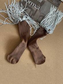 1 双女童流苏舞蹈袜，儿童闪亮亮片流苏中筒袜，百搭，适合所有季节 - 彩色 - 查看 7