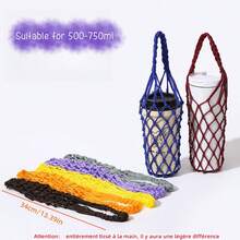 1pc Handmade Woven Net Bag, Reusable Beverage Carrier, Coffee Cup Holder, Portable Drink Tote Bag, Decorative Net Pouch