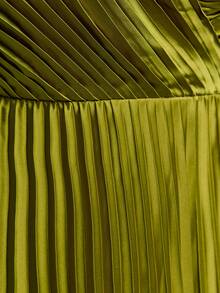 Mgiacy New Arrival V Neck One Shoulder Elegant Bridesmaid Dress Toothpick Pleat High Slit Asymmetrical Satin Long Dress Party - Olive Green - View 11